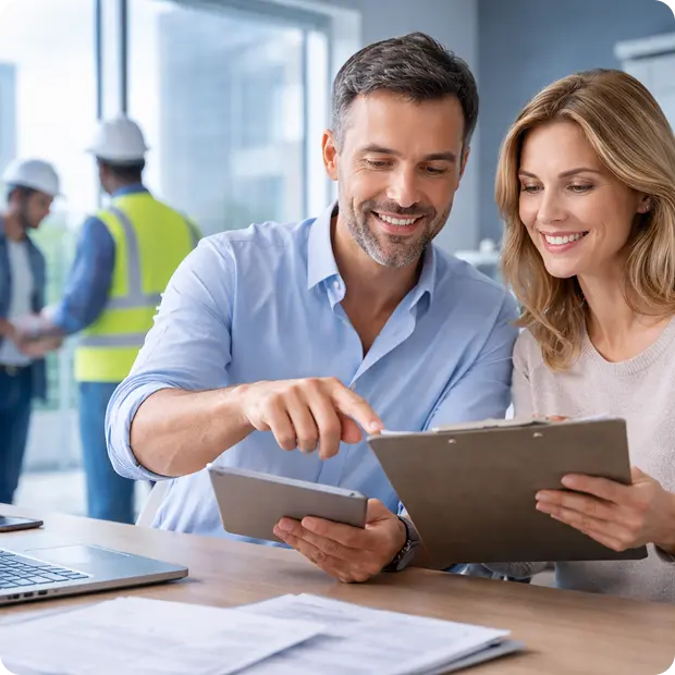 Owners sign a
                contract at the table
